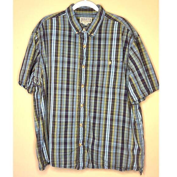 Duluth Trading Mens SS Plaid Blue Button Down Top Shirt Cotton Mens XL - Picture 1 of 6